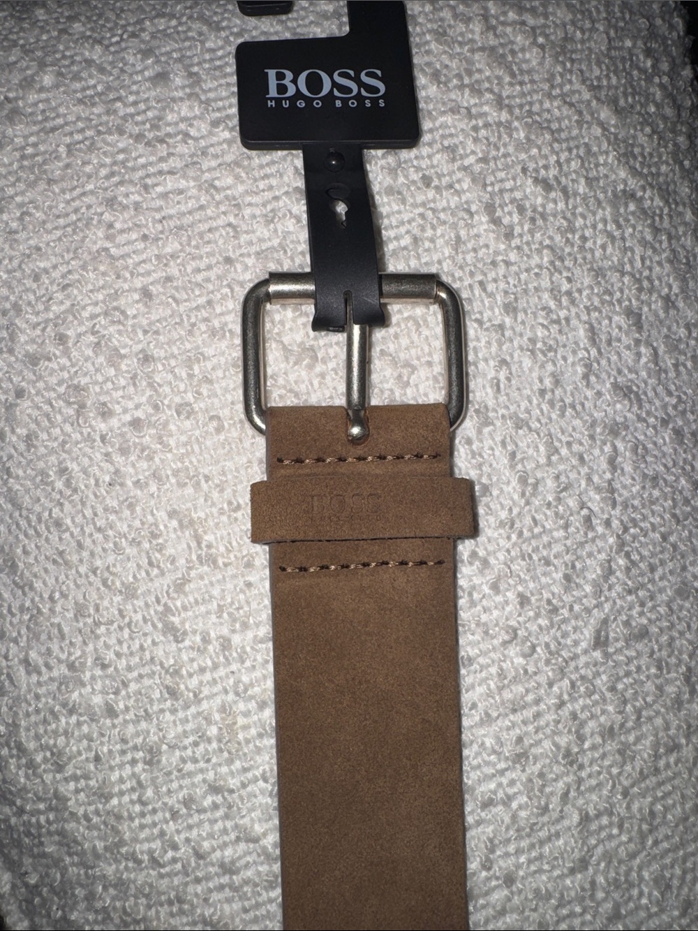 Hugo Boss Brown Suede Men's Belt with Silver Buckle MRSP: $88.00